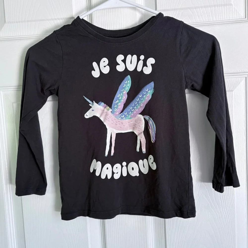 Tea Collection Bundle Size 6 Blue Gray Black Star Heart Unicorn Hoodie Tee 3pc